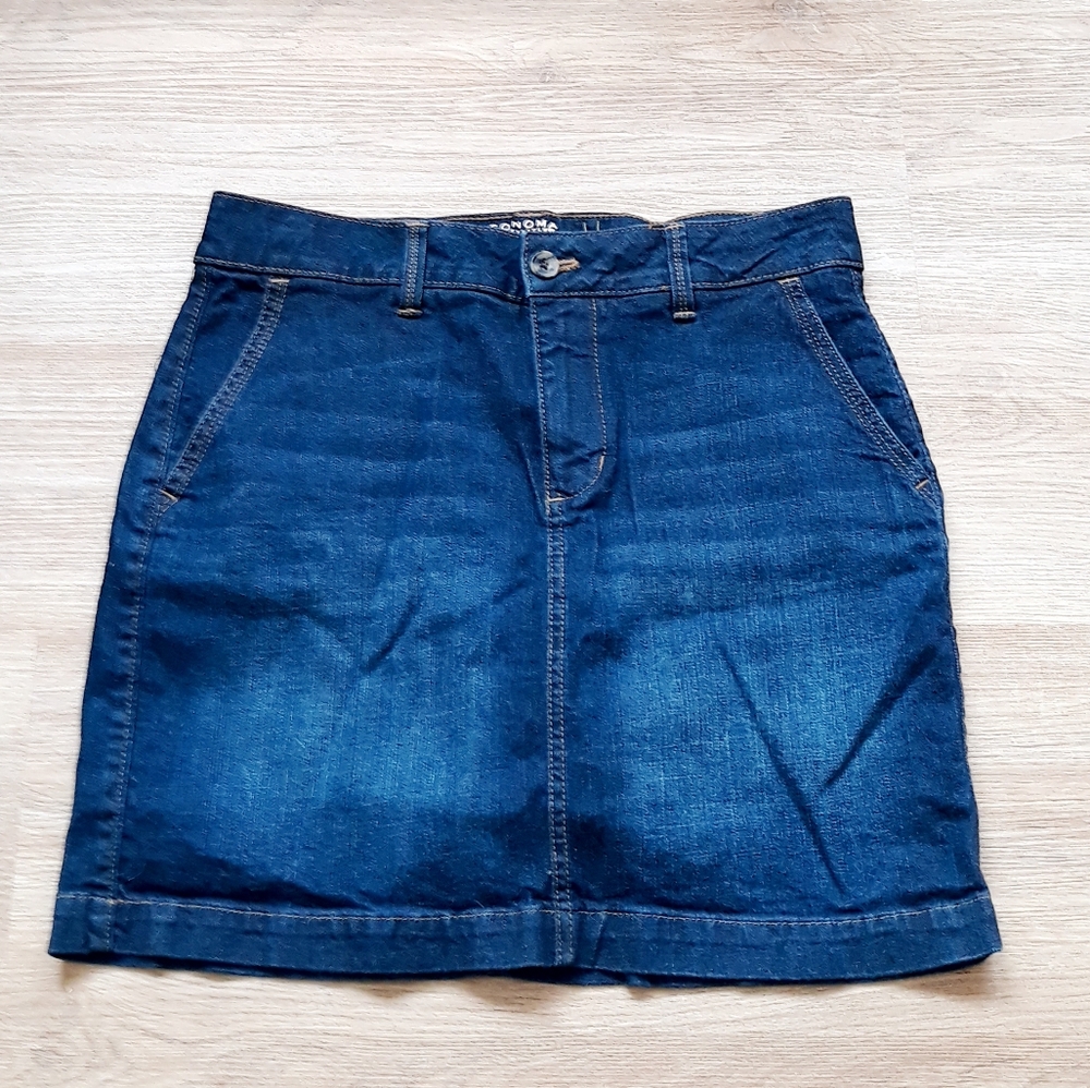 Sonoma Life + Style Blue Denim Everyday Skort - Sz 10 Dark Wash Jean Mini Skirt - Picture 8 of 9